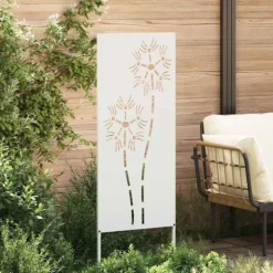 Trädgårds integritetsskärm Vit 50 x 140 cm Kallvalsat stål