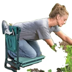 Trädgårds Knäskydd och Sittplats, Bekväm EVA-skumdyna, Enkel Hopfällbar Design,armégrön