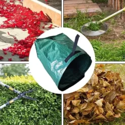 Trädgårdsavfallspåsar (H43,18cm, D76,2cm), Grön avfallspåse Stor trädgårdspåse med sopskanna för trädgård med [567]