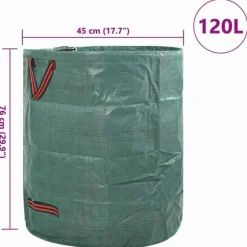 Trädgårdsavfallspåsar med handtag - Fällbara runda 120L | Färg: Grön | Antal: 12 st