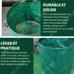 Trädgårdsavfallspåse - TD - 56cm x 80cm - Fällbar - Återanvändbar - 200L