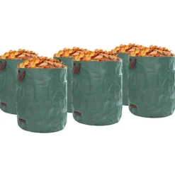 Trädgårdsavfallssäckar med handtag - Cylindriska gröna påsar 500 L | Antal: 12 st | Färg: Grön