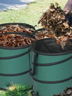 Trädgårdsavfallssäckar 4-pack - Pop-up hopfällbara - 86 l Kapacitet - Extra Kraftiga - Bärhandtag - Dragkedjelock - Ljusgrön