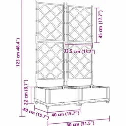 Trädgårdsbehållare med spaljé - 2 st | Färg: Vit | Storlek: 80x40x125.5 cm