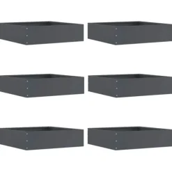 Trädgårdsbeklädnad i stål - vidaXL - Antracit - 50x50x13 cm - Set om 6 stycken - Hållbar - Lätt installation