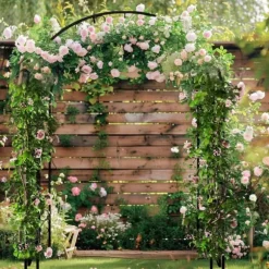 Trädgårdsbåge & Spaljé - Gotisk Portal - 216 cm Hög - Pulverlackerat Järn - För Klätterväxter & Bröllop - Utomhus - Svart