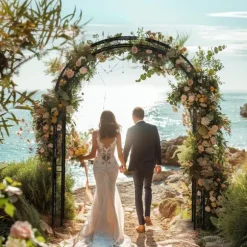 Trädgårdsbåge & Spaljé - Gotisk Portal - 216 cm Hög - Pulverlackerat Järn - För Klätterväxter & Bröllop - Utomhus - Svart