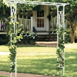 Trädgårdsbåge, Hållbar metallkonstruktion, Lätt att montera,VIT