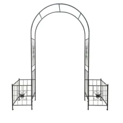 Trädgårdsbåge i metall för klätterväxter, hållbar svart båge för rosor och vinrankor, perfekt för bröllop, fest & trädgård 7,15 ft