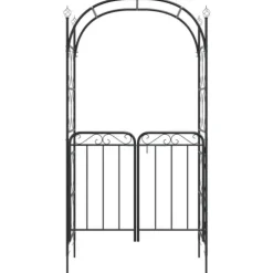 Trädgårdsbåge med grind svart 108x45x235 cm stål