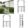 Trädgårdsbåge med grind svart 108x45x235 cm stål - Trädgårdsbåge - Trädgårdsbågar - Home & Living
