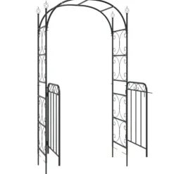 Trädgårdsbåge med grind svart 108x45x235 cm stål - Trädgårdsbåge - Trädgårdsbågar - Home & Living