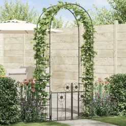 Trädgårdsbåge med lås Svart 203 x 50 x 218 cm