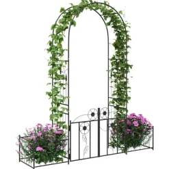 Trädgårdsbåge med lås Svart 203 x 50 x 218 cm