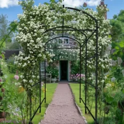 Trädgårdsbåge Spaljé - Metall Växtstöd - 160 cm Hög - Pulverlackerad - För Klätterväxter & Gurka - Utomhus Båge/Tunnel - Vit