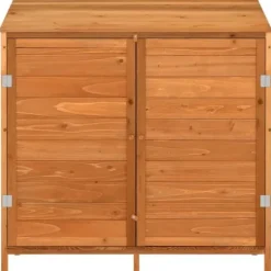 Trädgårdsbod i massivt granträ - Förvaringslösning för trädgården | Färg: Brun | Storlek: 102x52x112 cm