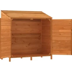 Trädgårdsbod i massivt granträ - Förvaringslösning för trädgården | Färg: Brun | Storlek: 102x52x112 cm