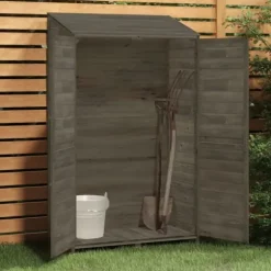 Trädgårdsbod i massivt granträ - Förvaring för redskap och tillbehör | Färg: Antracit | Storlek: 102x52x174,5 cm