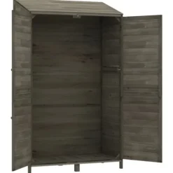 Trädgårdsbod i massivt granträ - Förvaring för redskap och tillbehör | Färg: Antracit | Storlek: 102x52x174,5 cm