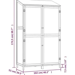 Trädgårdsbod i massivt granträ - Förvaring för redskap och tillbehör | Färg: Antracit | Storlek: 102x52x174,5 cm