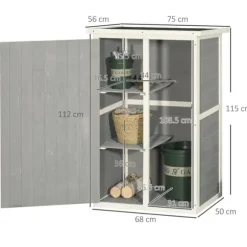 Trädgårdsbod i trä 75×56×115 cm med hyllplan, svart/grå/vit
