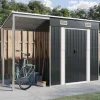 Trädgårdsbod med förlängt tak i stål - Förvaring för verktyg och möbler | Färg: Antracit | Storlek: 277x107x181 cm