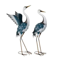 Trädgårdsdekoration Figurer, Häger Set, 73,5x53,5x20 cm och 68x30x18,5 cm, Flerfärgad