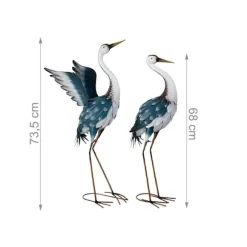 Trädgårdsdekoration Figurer, Häger Set, 73,5x53,5x20 cm och 68x30x18,5 cm, Flerfärgad