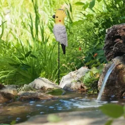 Trädgårdsdekoration, Papegojafigur, 51x7x8 cm, Vit