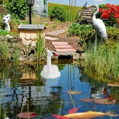 Trädgårdsdekoration Svan, 42.5x81x34 cm, Vit