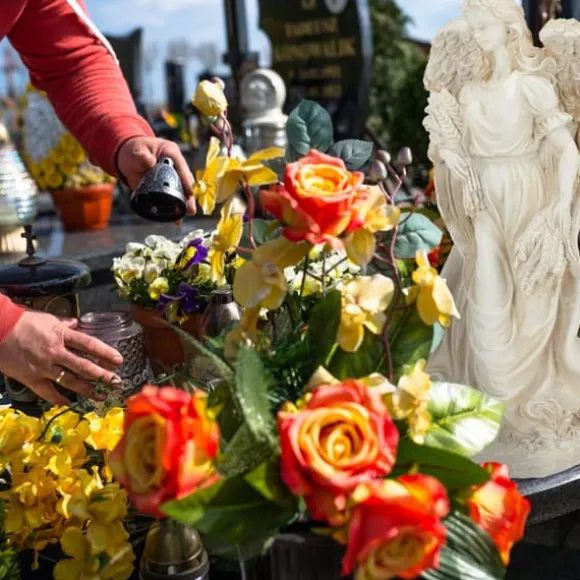 Trädgårdsfigur, Stående Ängel, 46.5x23x14 cm, Vit