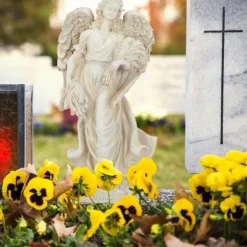 Trädgårdsfigur, Stående Ängel, 46.5x23x14 cm, Vit