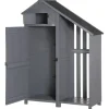 Trädgårdsförråd, Trä, 129x51,5x180 cm, Grå och Svart