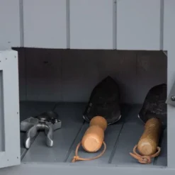 Trädgårdsförråd, Trä, 129x51,5x180 cm, Grå och Svart