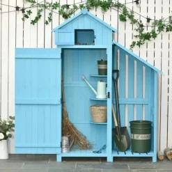 Trädgårdsförråd, 130x54,5x180 cm, Blå