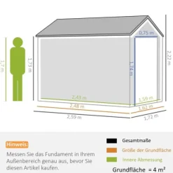Trädgårdsförråd, 259x172x222 cm, Grå