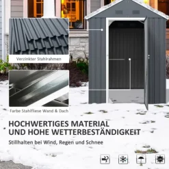 Trädgårdsförråd, 259x172x222 cm, Grå