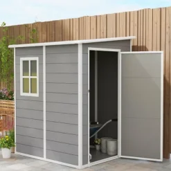 Trädgårdsförråd, 122x149x192/177 cm, Grå