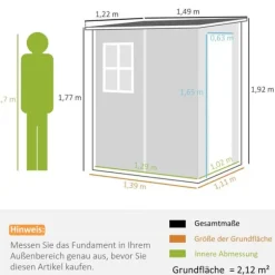 Trädgårdsförråd, 122x149x192/177 cm, Grå
