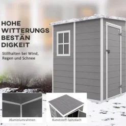 Trädgårdsförråd, 122x149x192/177 cm, Grå