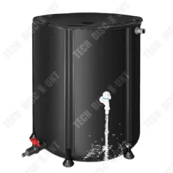 Trädgårdsförvaringskärl - TECH DISCOUNT - 190L - Fällbar PVC - ABS-kran - Antikollisionsnät