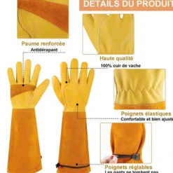 Trädgårdshandskar för män/kvinnor - Arbetshandske för män - Förtjockning, törnbeständig, gul, M - för trädgårdsmästare och bonde