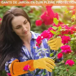 Trädgårdshandskar för män/kvinnor - Arbetshandske för män - Förtjockning, törnbeständig, gul, M - för trädgårdsmästare och bonde