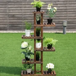 Trädgårdshylla i trä, 75x25x141 cm