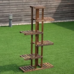 Trädgårdshylla i trä, 75x25x141 cm