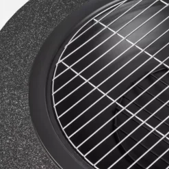 Trädgårdskamin för terrass eller tomt - Mörk granit + grill + poker