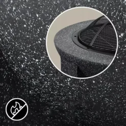 Trädgårdskamin för terrass eller tomt - Mörk granit + grill + poker