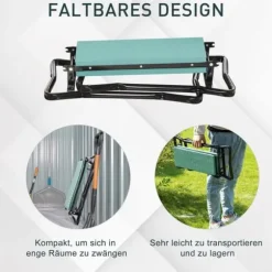 Trädgårdsknäbänk hopfällbar, EVA/stål, max 150 kg, 58x28x49 cm, mörkgrön