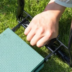 Trädgårdsknäbänk hopfällbar, EVA/stål, max 150 kg, 58x28x49 cm, mörkgrön