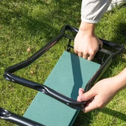 Trädgårdsknäbänk hopfällbar, EVA/stål, max 150 kg, 58x28x49 cm, mörkgrön